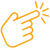 Gelbes Icon einer Hand mit ausgestrecktem Zeigefinger, die nach rechts zeigt.